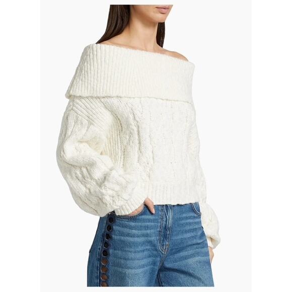 IRO Glenda Chunky Off the Shoulder Sweater in Ecru S - Picture 3 of 3